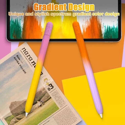 غطاء حافظة من السيليكون المضاد للانزلاق بلون متدرج من REEYEAR يناسب إصدار Apple Pencil USB-C، غلاف حماية iPencil، يجعل قلم الرصاص الخاص بك مذهلاً ومميزًا، عبوتان in Kuwait