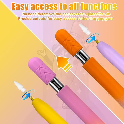 غطاء حافظة من السيليكون المضاد للانزلاق بلون متدرج من REEYEAR يناسب إصدار Apple Pencil USB-C، غلاف حماية iPencil، يجعل قلم الرصاص الخاص بك مذهلاً ومميزًا، عبوتان in Kuwait
