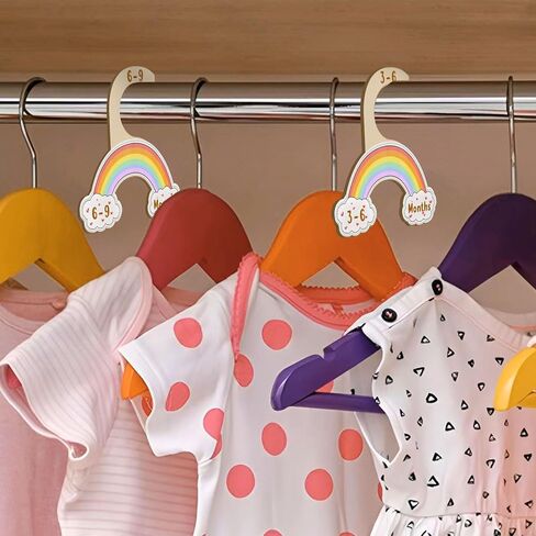 فواصل خزانة الأطفال من LSTAMOY لتنظيم الملابس، 8 شماعات خشبية لطيفة مطبوعة على الوجهين، منظمة من حديثي الولادة إلى 24 شهرًا، لديكور الحضانة (أزرق) in Kuwait