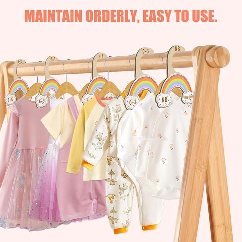 فواصل خزانة الأطفال من LSTAMOY لتنظيم الملابس، 8 شماعات خشبية لطيفة مطبوعة على الوجهين، منظمة من حديثي الولادة إلى 24 شهرًا، لديكور الحضانة (أزرق) in Kuwait