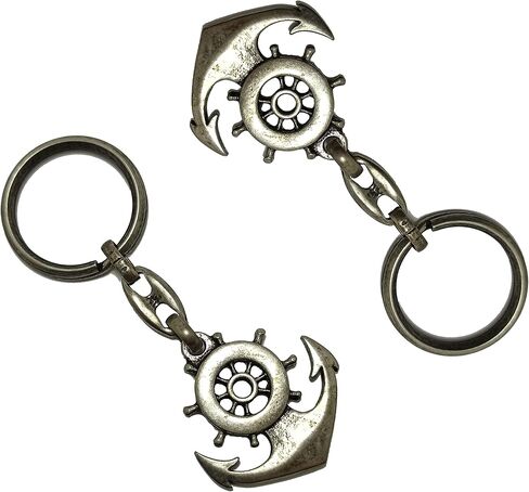 Dual Pack Anchor and Rudder Sailor Siver Metal Oxide Color Key Chain Keyring in Saudi Arabia