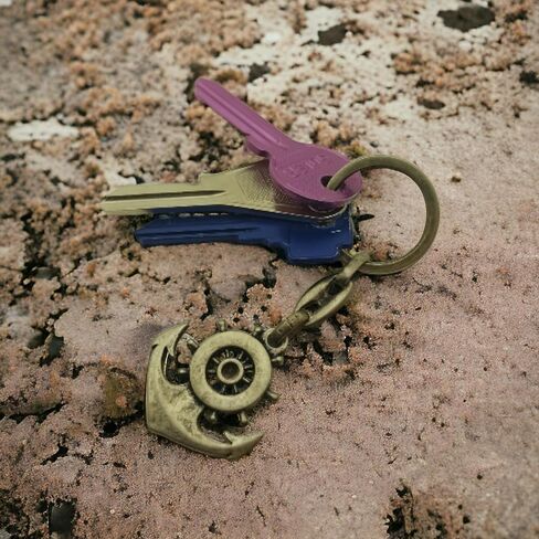 Dual Pack Anchor and Rudder Sailor Siver Metal Oxide Color Key Chain Keyring in Saudi Arabia