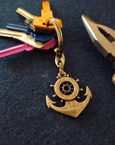 Dual Pack Anchor and Rudder Sailor Siver Metal Oxide Color Key Chain Keyring in Saudi Arabia