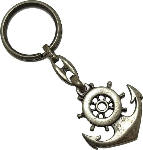 Dual Pack Anchor and Rudder Sailor Siver Metal Oxide Color Key Chain Keyring in Saudi Arabia