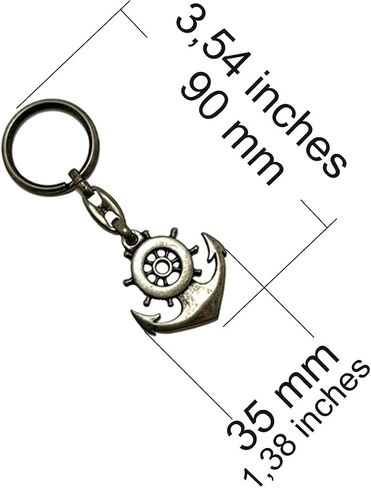 Dual Pack Anchor and Rudder Sailor Siver Metal Oxide Color Key Chain Keyring in Saudi Arabia