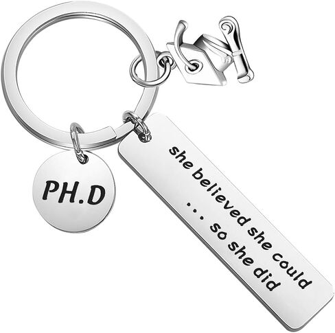 FOTAP PHD Keychain Doctor of Philosophy Jewelry Doctorate Gift PhD Graduation Gift She Believed She Could So She Did Keychain in Saudi Arabia