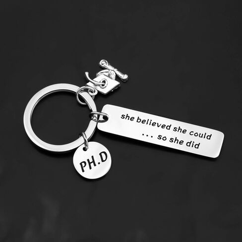 FOTAP PHD Keychain Doctor of Philosophy Jewelry Doctorate Gift PhD Graduation Gift She Believed She Could So She Did Keychain in Saudi Arabia