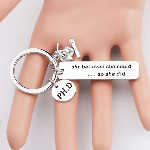 FOTAP PHD Keychain Doctor of Philosophy Jewelry Doctorate Gift PhD Graduation Gift She Believed She Could So She Did Keychain in Saudi Arabia