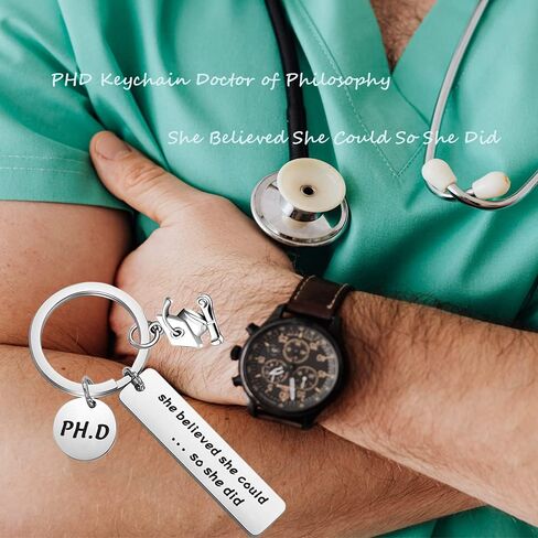 FOTAP PHD Keychain Doctor of Philosophy Jewelry Doctorate Gift PhD Graduation Gift She Believed She Could So She Did Keychain in Saudi Arabia