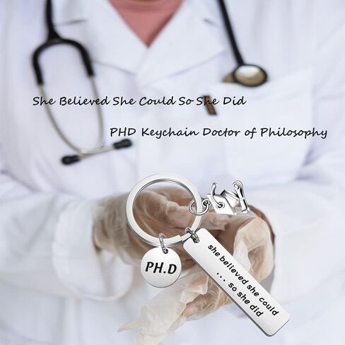 FOTAP PHD Keychain Doctor of Philosophy Jewelry Doctorate Gift PhD Graduation Gift She Believed She Could So She Did Keychain in Saudi Arabia
