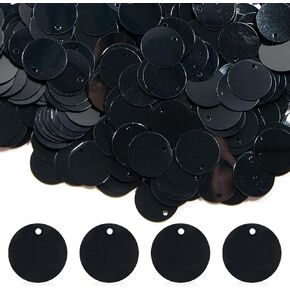 900 Pcs 20MM Bulk Loose Sequins, Flat Round Sequin Paillettes Cup Craft Sequins for Embroidery, Bridal, Applique, Arts, Crafts, and Embellishment,(Black) in Saudi Arabia