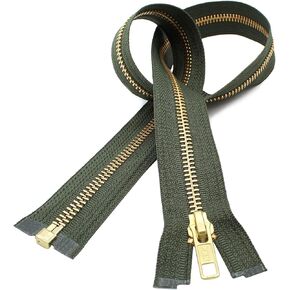 #5 Brass Olive Green YKK Medium Weight Jacket Separating Zipper - Choose Your Length - Color Olive Green #567 - Made in The United States (1 Zipper Per Pack) (19" Inches) in Kuwait
