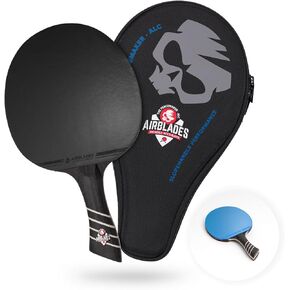 The Peace Maker ALC - مجداف بينج بونج الاحترافي (للأولاد باللون الأزرق) - مضرب تنس طاولة من ألياف الكربون ينتج أقصى قدر من الدوران والتحكم لجميع المستويات - حقيبة حمل صلبة ومقبض مريح. in Kuwait