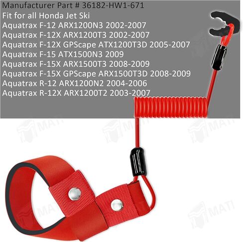 M MATI Stop Kill Switch حبل الأمان حبل الحبل لجميع سيارات Honda Jet Ski Aquatrax F-12 F-15 R-12 ARX1200 ATX1200 ARX1500 ATX1500 36182-HW1-671 in Saudi Arabia
