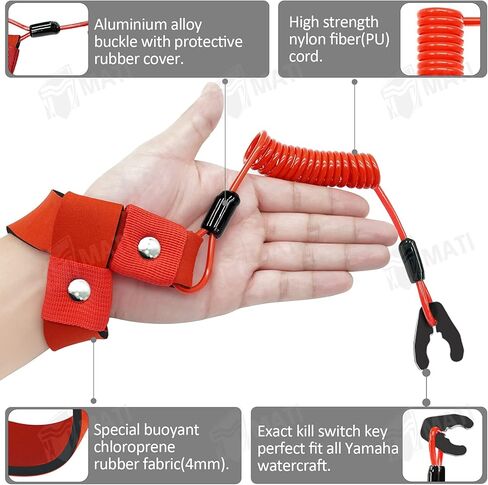 M MATI Stop Kill Switch حبل الأمان حبل الحبل لجميع سيارات Honda Jet Ski Aquatrax F-12 F-15 R-12 ARX1200 ATX1200 ARX1500 ATX1500 36182-HW1-671 in Saudi Arabia