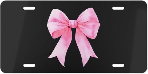 Cute Pink Car Accessories for Teens & Women: Custom Front License Plate, Pink & Black, Girly Bow Decor, Coquette Room & Wall Decor Coquette Aesthetic Coquette Car Accessories Preppy Girly Car Decor in Saudi Arabia