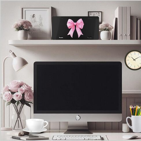 Cute Pink Car Accessories for Teens & Women: Custom Front License Plate, Pink & Black, Girly Bow Decor, Coquette Room & Wall Decor Coquette Aesthetic Coquette Car Accessories Preppy Girly Car Decor in Saudi Arabia