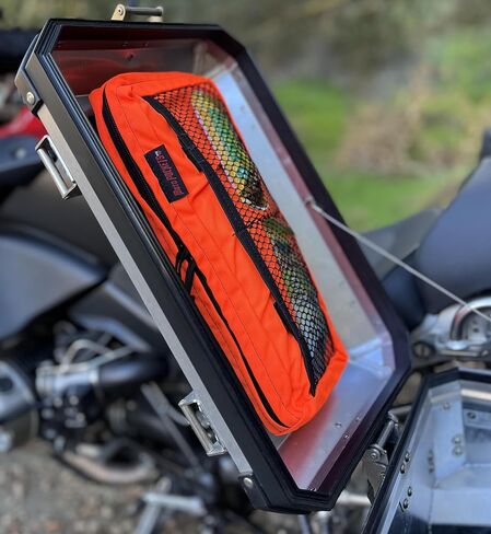 حقيبة بغطاء جانبي للدراجات النارية من Moto Pockets، برتقالية عالية الرؤية، 14 بوصة × 6 بوصة 2.75 لتر، تركيب سريع، صنع في الولايات المتحدة الأمريكية in Kuwait