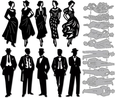 MAYJOYDIY Gentleman and Lady صورة ظلية قطع معدنية يموت صورة بشرية يموت تخفيضات أنيقة للنساء والرجال قالب النقش استنسل من الفولاذ الكربوني لصنع البطاقات، كتيب القصاصات لتزيين الهدايا in Kuwait