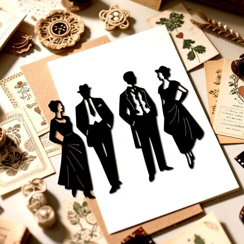 MAYJOYDIY Gentleman and Lady صورة ظلية قطع معدنية يموت صورة بشرية يموت تخفيضات أنيقة للنساء والرجال قالب النقش استنسل من الفولاذ الكربوني لصنع البطاقات، كتيب القصاصات لتزيين الهدايا in Kuwait