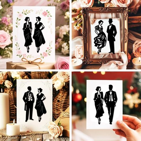 MAYJOYDIY Gentleman and Lady صورة ظلية قطع معدنية يموت صورة بشرية يموت تخفيضات أنيقة للنساء والرجال قالب النقش استنسل من الفولاذ الكربوني لصنع البطاقات، كتيب القصاصات لتزيين الهدايا in Kuwait