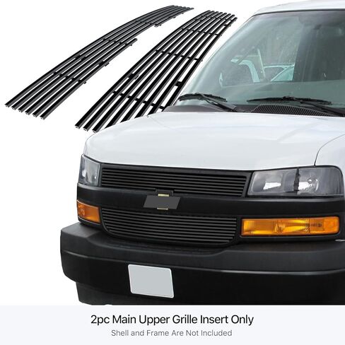 APS متوافق مع Chevy Express Van 2003-2020 الجزء العلوي الرئيسي من الفولاذ المقاوم للصدأ SS الأسود البليت الأمامي لشبكة الشواية S18-H63466C in Saudi Arabia