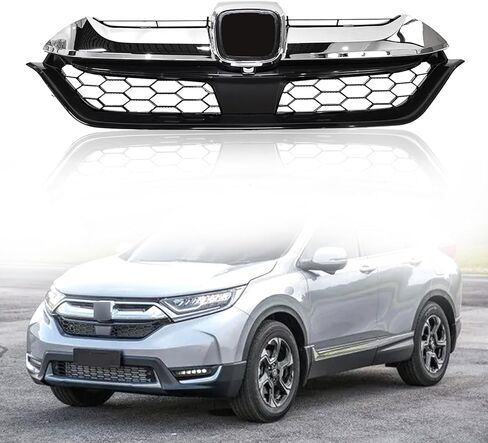Bewild Front Bumper Upper Grille Fit For 2017 2018 2019 Honda CRV CR-V Honeycomb Chrome Mesh Grill Assembly Replacement for HO1210147C, HO1216114 in Saudi Arabia