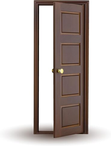 1/6 Scale Wooden Dollhouse 4 Horizontal Panel Door – 4-Panel Design with Handles – Classic Design – Easy Installation– Walnut Varnished in Saudi Arabia