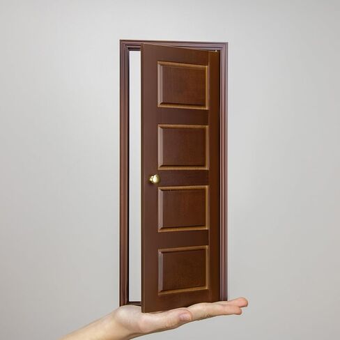 1/6 Scale Wooden Dollhouse 4 Horizontal Panel Door – 4-Panel Design with Handles – Classic Design – Easy Installation– Walnut Varnished in Saudi Arabia