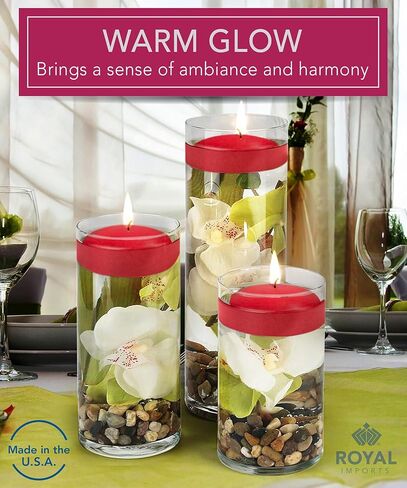 Royal Imports 10 Hour Floating Candles, 3" Black Unscented Dripless Wax Discs, for Cylinder Vases, Centerpieces at Wedding, Party, Pool, Holiday (12 Set) in Kuwait