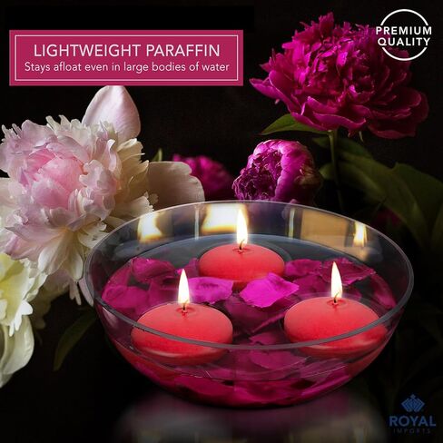 Royal Imports 10 Hour Floating Candles, 3" Black Unscented Dripless Wax Discs, for Cylinder Vases, Centerpieces at Wedding, Party, Pool, Holiday (12 Set) in Kuwait