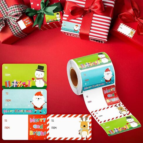 500 Pieces Christmas Tags Self Adhesive Gift Tags for Xmas Presents Christmas Name Labels Stickers for Wrapping Paper Festival Birthday Holiday Decor(Classic Style,2.95 x 1.6 Inch) in Saudi Arabia