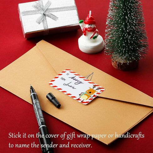 500 Pieces Christmas Tags Self Adhesive Gift Tags for Xmas Presents Christmas Name Labels Stickers for Wrapping Paper Festival Birthday Holiday Decor(Classic Style,2.95 x 1.6 Inch) in Saudi Arabia