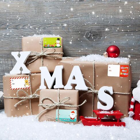 500 Pieces Christmas Tags Self Adhesive Gift Tags for Xmas Presents Christmas Name Labels Stickers for Wrapping Paper Festival Birthday Holiday Decor(Classic Style,2.95 x 1.6 Inch) in Saudi Arabia