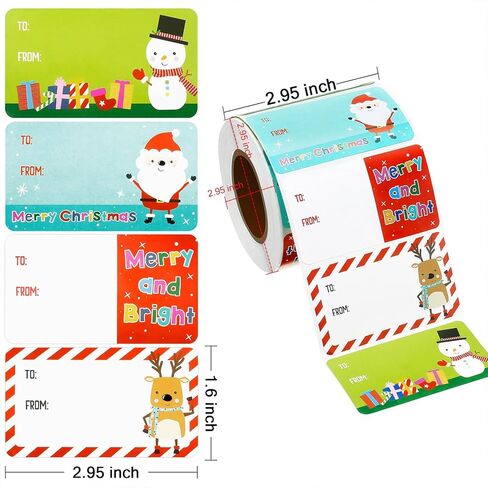 500 Pieces Christmas Tags Self Adhesive Gift Tags for Xmas Presents Christmas Name Labels Stickers for Wrapping Paper Festival Birthday Holiday Decor(Classic Style,2.95 x 1.6 Inch) in Saudi Arabia