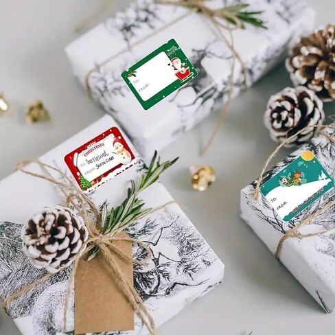 Christmas Gift Tags Stickers, 20 Sheets Self-Adhesive Christmas Labels for Christmas Gift Wrapping Decoration in Saudi Arabia