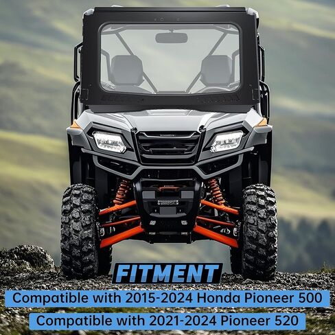HECASA Front Full Vented Windshield Compatible with 2015-2024 Honda Pioneer 500 520 Clear Glass Windscreen w/ Steel Frame UTV in Saudi Arabia
