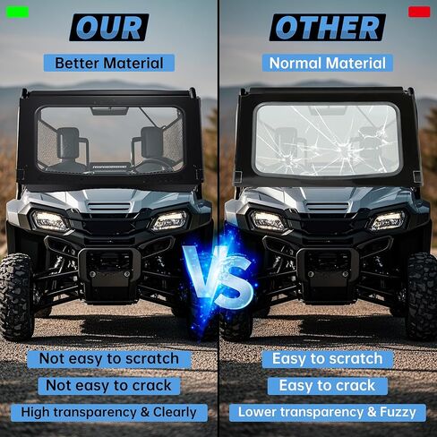 HECASA Front Full Vented Windshield Compatible with 2015-2024 Honda Pioneer 500 520 Clear Glass Windscreen w/ Steel Frame UTV in Saudi Arabia