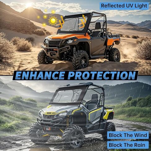 HECASA Front Full Vented Windshield Compatible with 2015-2024 Honda Pioneer 500 520 Clear Glass Windscreen w/ Steel Frame UTV in Saudi Arabia