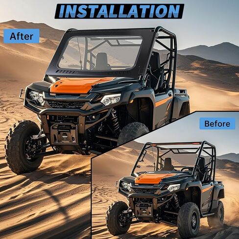 HECASA Front Full Vented Windshield Compatible with 2015-2024 Honda Pioneer 500 520 Clear Glass Windscreen w/ Steel Frame UTV in Saudi Arabia