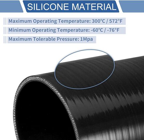 ACROPIX ID 63 مم / 2.5 بوصة سيليكون خرطوم شحن مبرد الهواء الداخلي عالي التحمل أنبوب أنبوب التمهيد 152 مم / 6 بوصة طول 4 طبقات معززة مستقيمة مبرد داخلي مجموعة مدخل مقرنة أسود in Kuwait