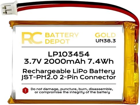 3.7V 2000mAh 103450 ليثيوم بوليمبر 103454 1C يبو بطارية قابلة للشحن حزمة قطبية إيجابية JST-PH2.0 2-Pin موصل in Kuwait