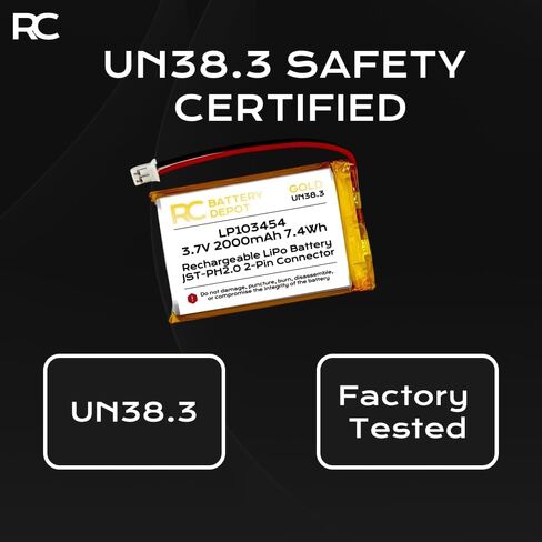 3.7V 2000mAh 103450 ليثيوم بوليمبر 103454 1C يبو بطارية قابلة للشحن حزمة قطبية إيجابية JST-PH2.0 2-Pin موصل in Kuwait