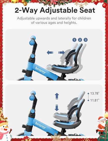 besrey Toddler Bike with Parent Steering Push Handle for 1-3 Years Old Girls and Boys, Foldable Kids Push Tricycle, Toddler Trike with Removable Pedals, Height Adjustable Seat in Kuwait