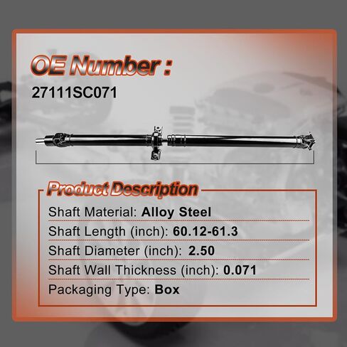 27111SC071 Rear Complete Drive Shaft Prop Shaft Driveshaft Assembly Compatible with Subaru Forester 2013 H4 2.5L, Automatic Transmission, Replace OE 27111SC071, 27111SC070 in Saudi Arabia