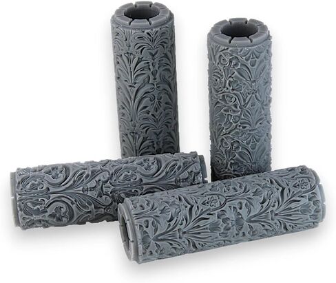 Twilight Petalwork Clay Texture Roller (4") - Seamless Set #03 - Embossing Pattern Roller for Polymer & Ceramic Clay, Pottery & Crafts in Kuwait