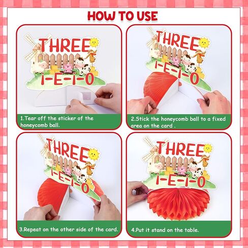 زينة عيد الميلاد الثالث لحيوانات المزرعة، 8 قطع ثلاثة i e i o زينة طاولة حيوانات المزرعة قطع مركزية على شكل قرص العسل أغطية طاولات للأولاد والبنات لوازم حفلات أعياد الميلاد الثالثة in Kuwait