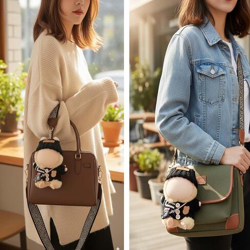 Clothes Outfits for 17cm Doll 6 Piece Set Crochet Hat Sweater Backpack Camera Cute Clothes Accessories Suit No Doll (White,Black) in Saudi Arabia