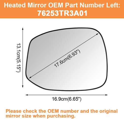 Senzeal Passenger Side Heated Mirror Glass Replacement for Honda Civic 2012 2013 76203TR3A01 (Right Side) in Saudi Arabia