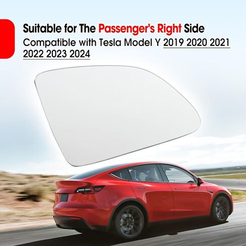 Right Side Heated Mirror Compatible with Tesla Model Y 2019 2020 2021 2022 2023 2024, Passenger Side Exterior Rear View Mirror Glass in Saudi Arabia